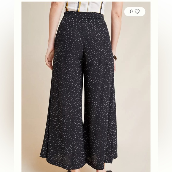 Anthropologie Black and White Skirted Wide-Leg Trousers - Picture 2 of 12